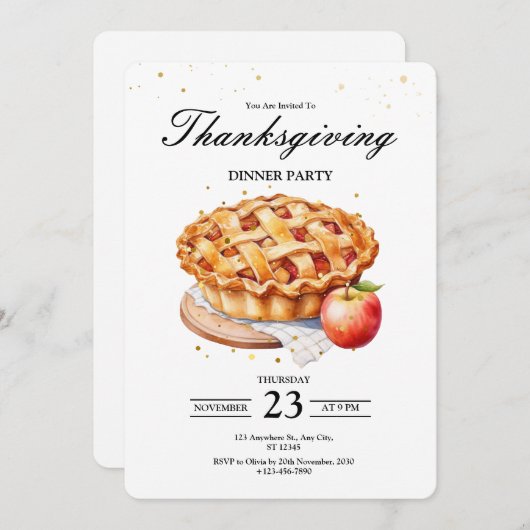 Erntedank Dinner Einladung, lass uns danken (Vorne/Hinten)