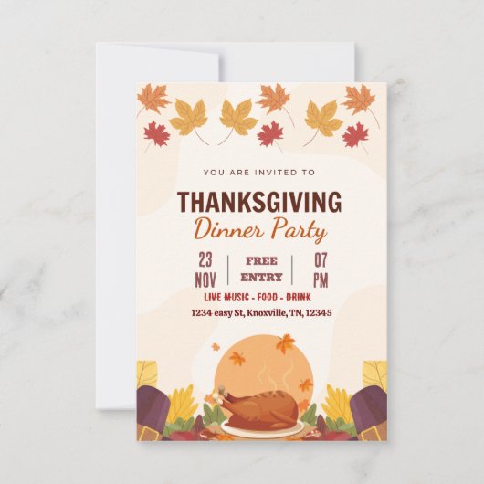 Erntedank Dinner Einladung Vorlage (Bearbeitbar) (Vorderseite)