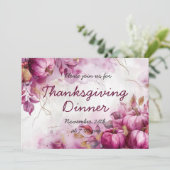 Erntedank Dinner Einladung Wasserfarbenkürbis (Stehend Vorderseite)