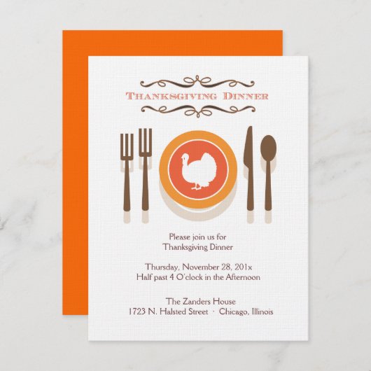 Erntedank Dinner Einladungen (Vorne/Hinten)