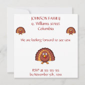 Erntedank Dinner Einladungen mit der lustigen Türk (Rückseite)