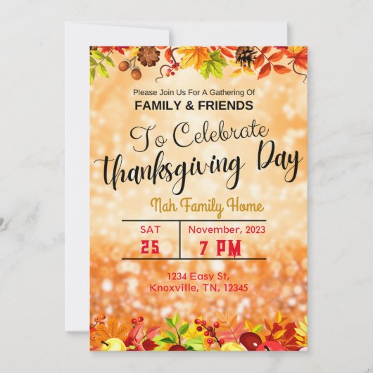 Erntedank Dinner Einladungen Vorlage bearbeiten be (Vorderseite)