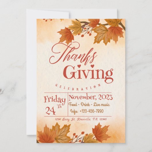 Erntedank Dinner Einladungen Vorlage bearbeiten be (Vorderseite)