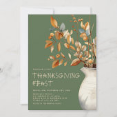 Erntedank Dinner Fall Olive Green Freundschaft Einladung (Vorderseite)