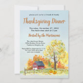 Erntedank Dinner Fall Scene Pumpkins Einladung (Vorderseite)