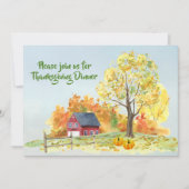 Erntedank Dinner Fall Scene Pumpkins Einladung (Vorderseite)