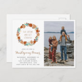 Erntedank Dinner Fall Wine Ankündigungspostkarte (Vorne/Hinten)