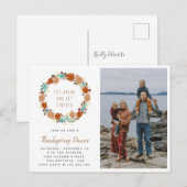 Erntedank Dinner Fall Wine Holiday Foto Ankündigungspostkarte (Vorne/Hinten)