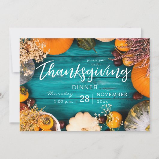 Erntedank Dinner Fee Blue Pumpkin Einladung (Vorderseite)