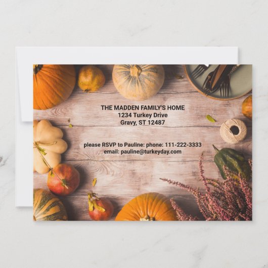 Erntedank Dinner Feeling Pumpkin Einladung (Rückseite)