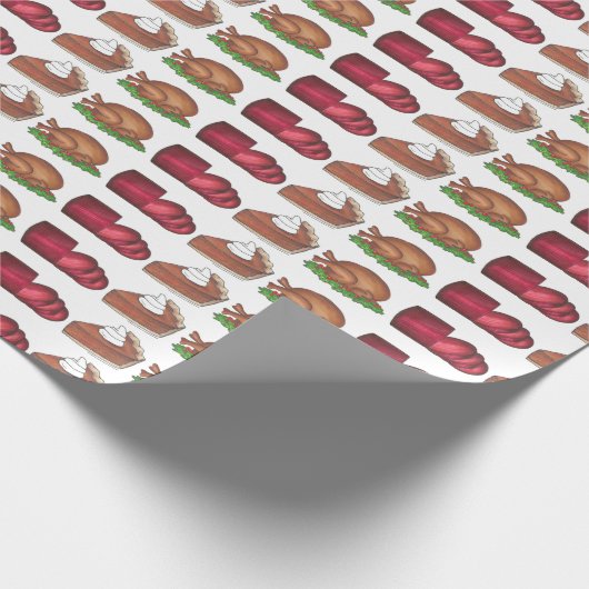 Erntedank Dinner Food Turkey Day Cranberry Pie Geschenkpapier (Ecke)