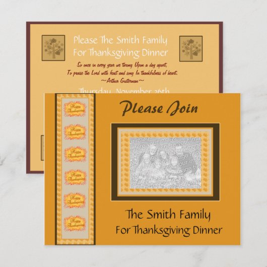 Erntedank Dinner Foto Einladung (Vorne/Hinten)