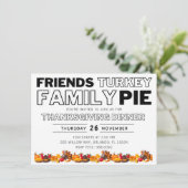 Erntedank Dinner Friends Turkey Family Pie Einladung (Stehend Vorderseite)