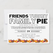 Erntedank Dinner Friends Turkey Family Pie Einladung (Vorderseite)
