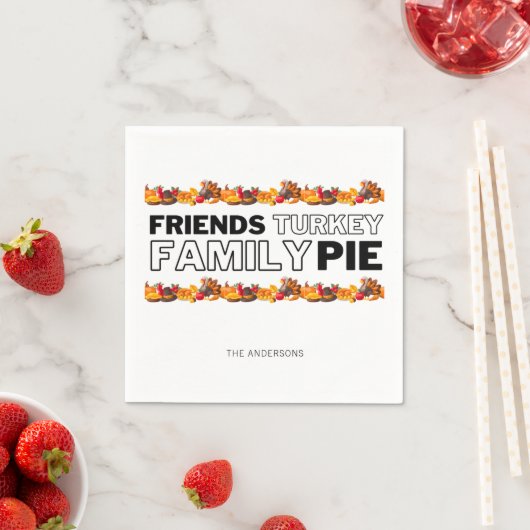 Erntedank Dinner Friends Turkey Family Pie Serviette (Beispiel)