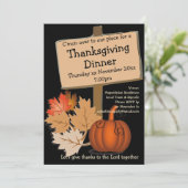 ERNTEDANK DINNER Fun Pumpkin Blätter Einladung (Stehend Vorderseite)