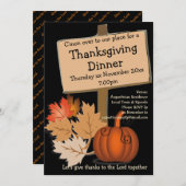 ERNTEDANK DINNER Fun Pumpkin Blätter Einladung (Vorne/Hinten)