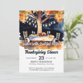 Erntedank-Dinner-Gartentisch unter Sternen Einladung (Stehend Vorderseite)