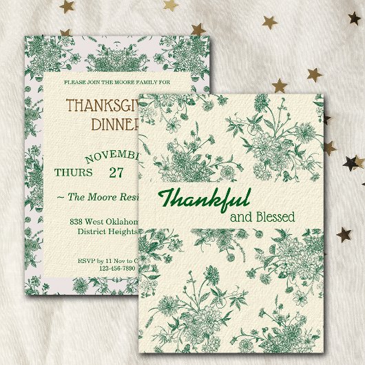 Erntedank Dinner Green Botanicals Custom Einladung