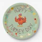 Erntedank Dinner Happy Turkey Day Blätter Pappteller (Vorderseite)