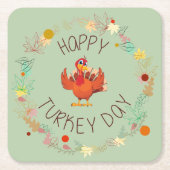 Erntedank Dinner Happy Turkey Day Blätter Rechteckiger Pappuntersetzer (Vorderseite)