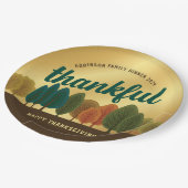 Erntedank Dinner Herbst Bäume Gold Paper Platte Pappteller (Schrägansicht)