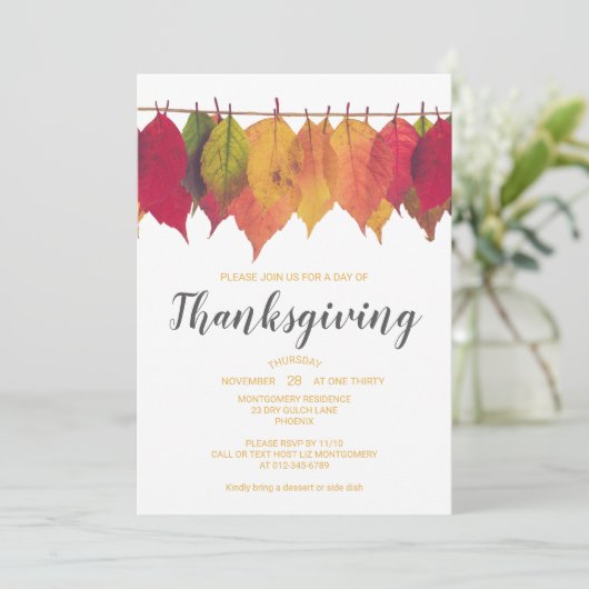 Erntedank Dinner Herbst Blätter Vorlage (Stehend Vorderseite)