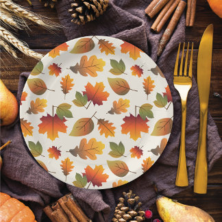 Erntedank Dinner Herbst / Herbst Farbige Blätter Pappteller