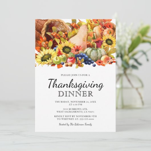 Erntedank Dinner Herbst Party Einladung (Stehend Vorderseite)