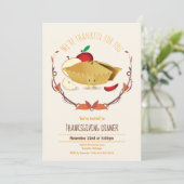 Erntedank Dinner Holiday Apple Pie Tan Brown Einladung (Stehend Vorderseite)