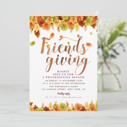 Erntedank-Dinner im Herbst Einladung (Stehend Vorderseite)