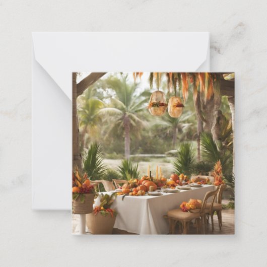 Erntedank Dinner in den Tropen Mitteilungskarte (Vorderseite)