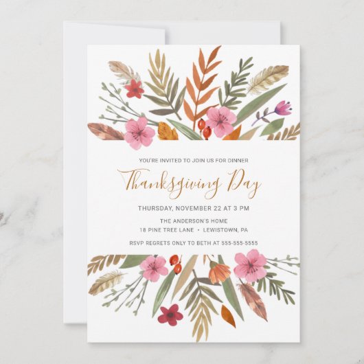 ERNTEDANK Dinner INVITE WASSERFALL FOLIAOR Einladung (Vorderseite)