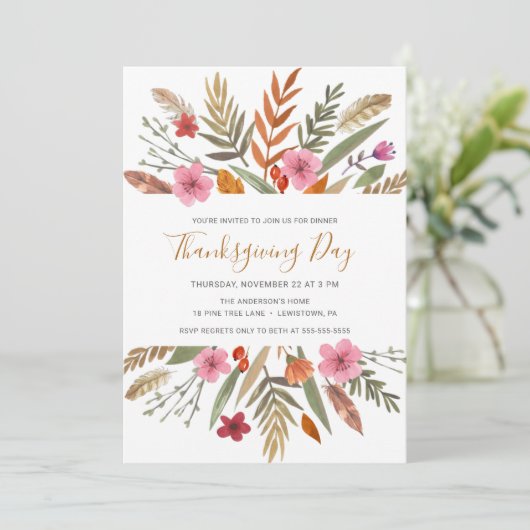 ERNTEDANK Dinner INVITE WASSERFALL FOLIAOR Einladung (Stehend Vorderseite)