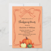 Erntedank Dinner Kürbis Bogen atomare Mandarine Einladung (Vorderseite)