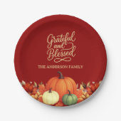 Erntedank Dinner Kürbis Terracotta Gratec Pappteller (Vorderseite)