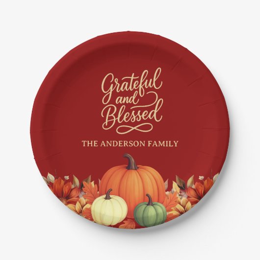 Erntedank Dinner Kürbis Terracotta Gratec Pappteller (Vorderseite)