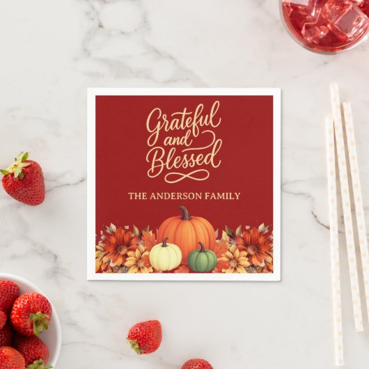 Erntedank Dinner Kürbis Terracotta Gratec Serviette (Beispiel)