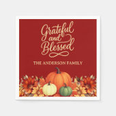 Erntedank Dinner Kürbis Terracotta Gratec Serviette (Vorderseite)