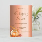 Erntedank Dinner Kürbisernte Kupfer Einladung (Stehend Vorderseite)