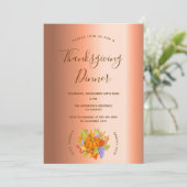 Erntedank Dinner Kürbisernte Kupferfolie Einladung (Stehend Vorderseite)