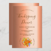 Erntedank Dinner Kürbisernte Kupferfolie Einladung (Vorne/Hinten)