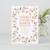 Erntedank Dinner Leaf Border Whimsical Einladung (Stehend Vorderseite)