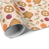 Erntedank Dinner Meetingmuster Rosa Geschenkpapier (Rolleneckpunkt)