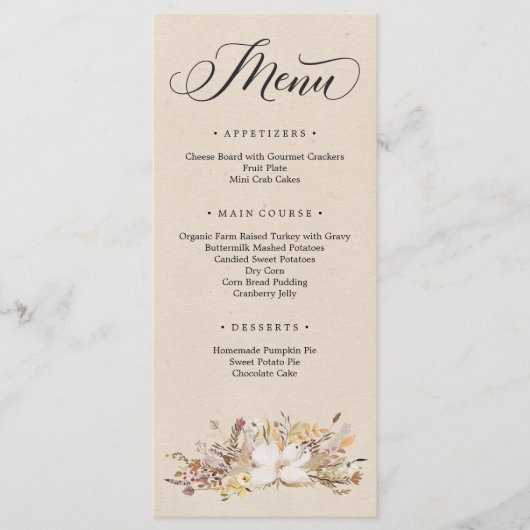 Erntedank Dinner Menu Programm (Vorderseite)