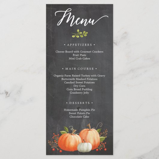 Erntedank Dinner Menu Programm (Vorderseite)