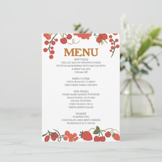 Erntedank Dinner Menü Stil 05.Retro Fall Menükarte (Stehend Vorderseite)