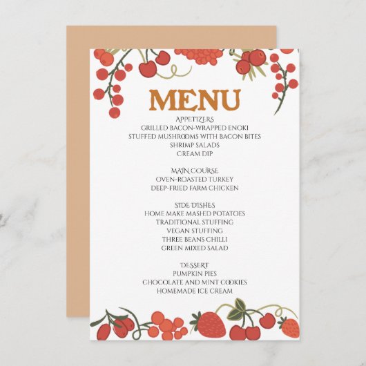 Erntedank Dinner Menü Stil 05.Retro Fall Menükarte (Vorne/Hinten)