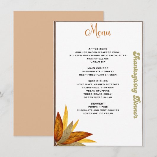 Erntedank Dinner Menü Stil 09.Retro Fall Menükarte (Vorne/Hinten)