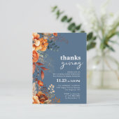 Erntedank Dinner mit blühender Einladung Postkarte (Stehend Vorderseite)